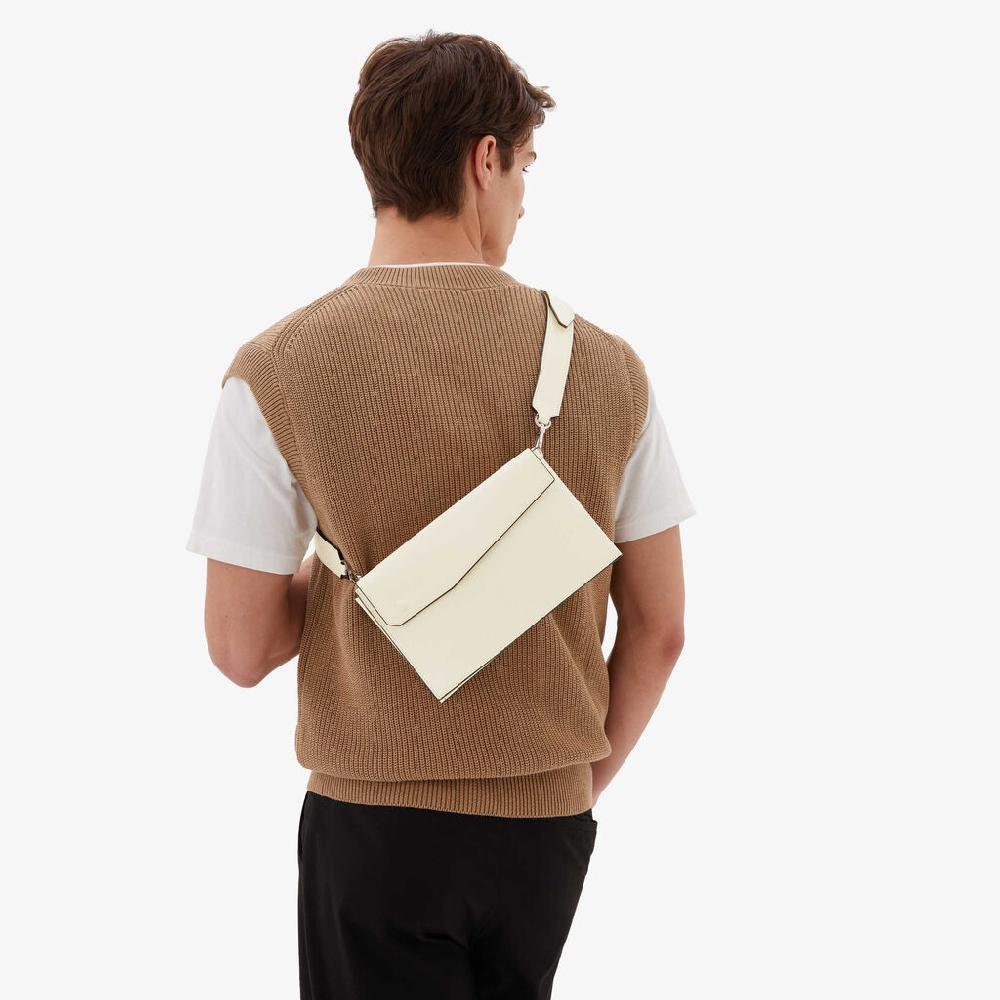 Valextra Borsa a tracolla da Uomo in Pelle Bianca | Valextra Pocket In Saldo