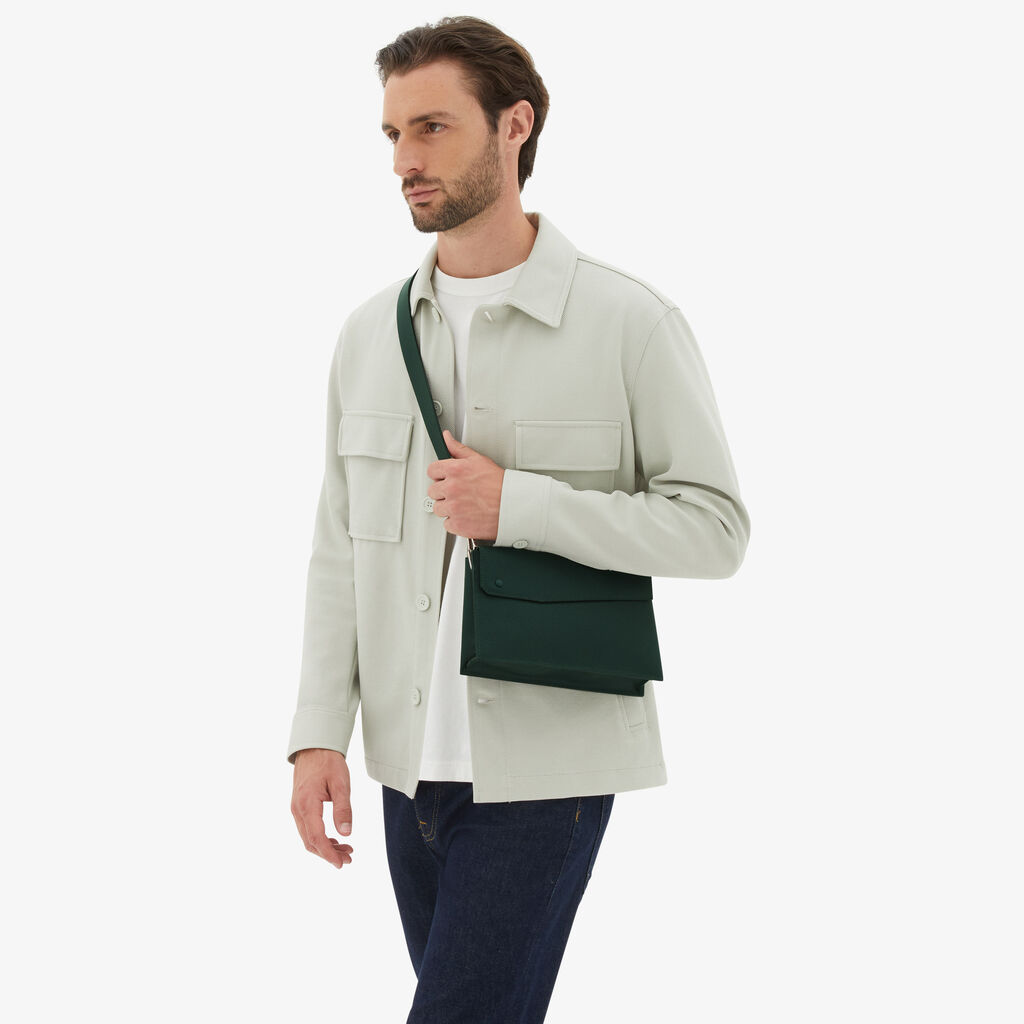 Valextra Borsa tracolla da Uomo di Lusso in Pelle Verde | Valextra Pocket Nuova