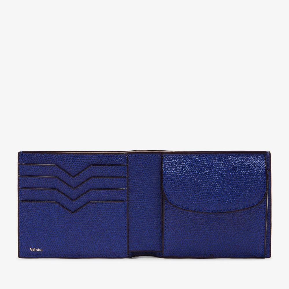 Valextra Portafoglio Bifold in Pelle Blu con portamonete | Valextra Promozione