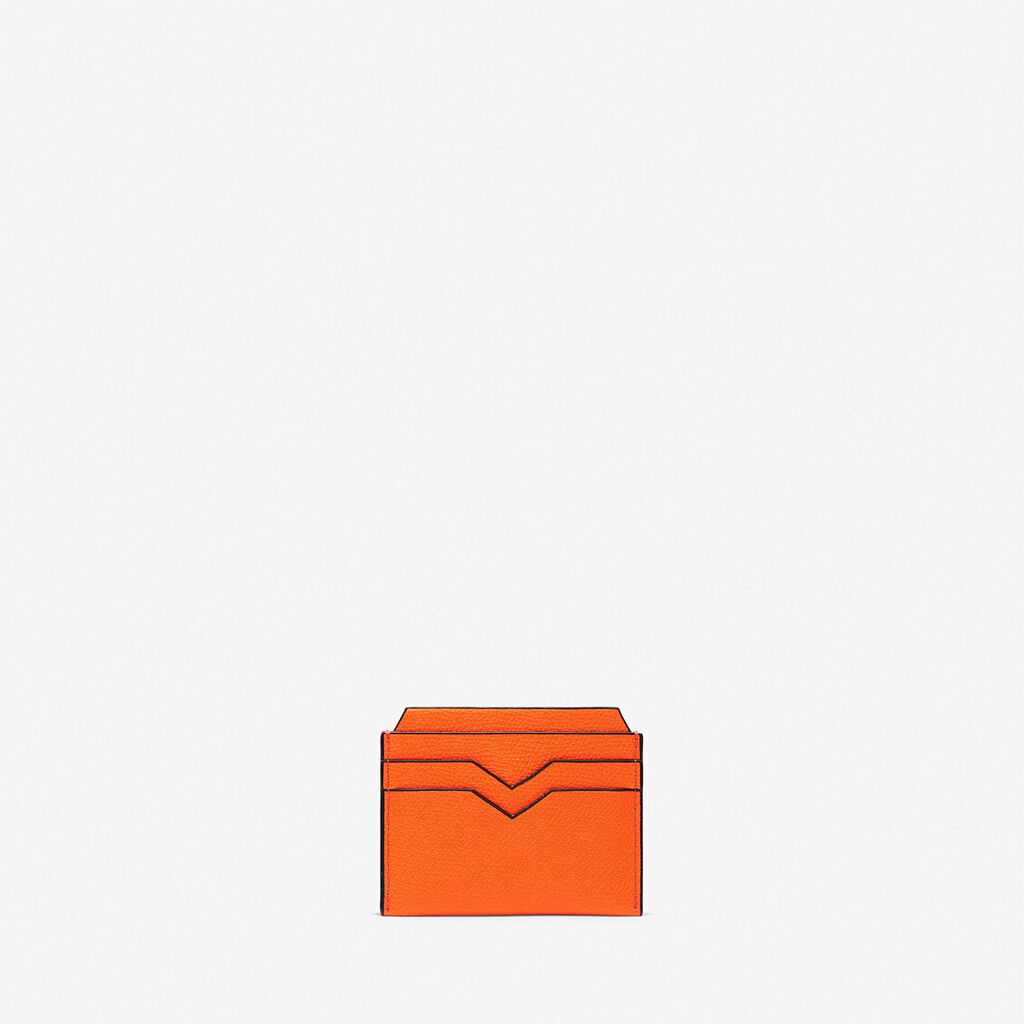 Valextra Portatessere compatto in Pelle Arancione | Valextra Qualità Garantita