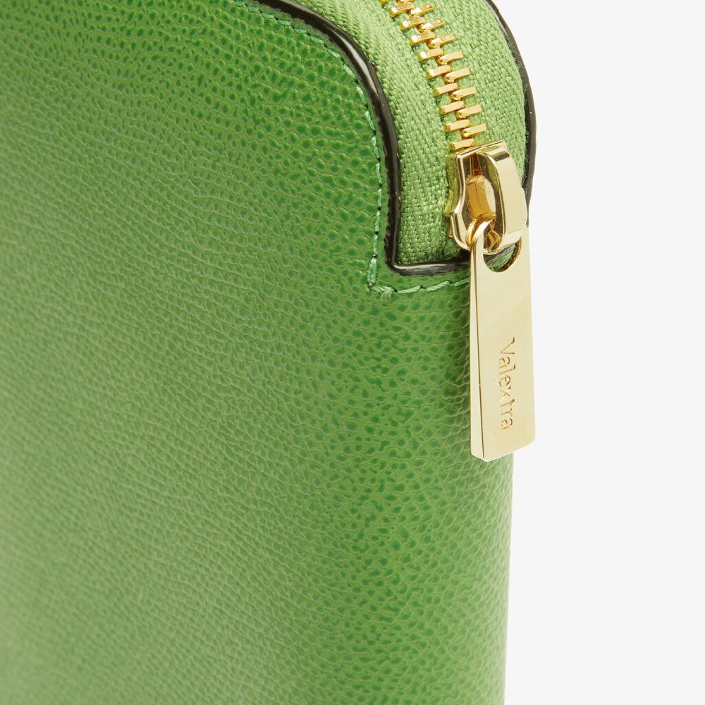 Valextra Portafoglio da Donna di Lusso in Pelle Verde | Valextra Zip Around Negozi Online