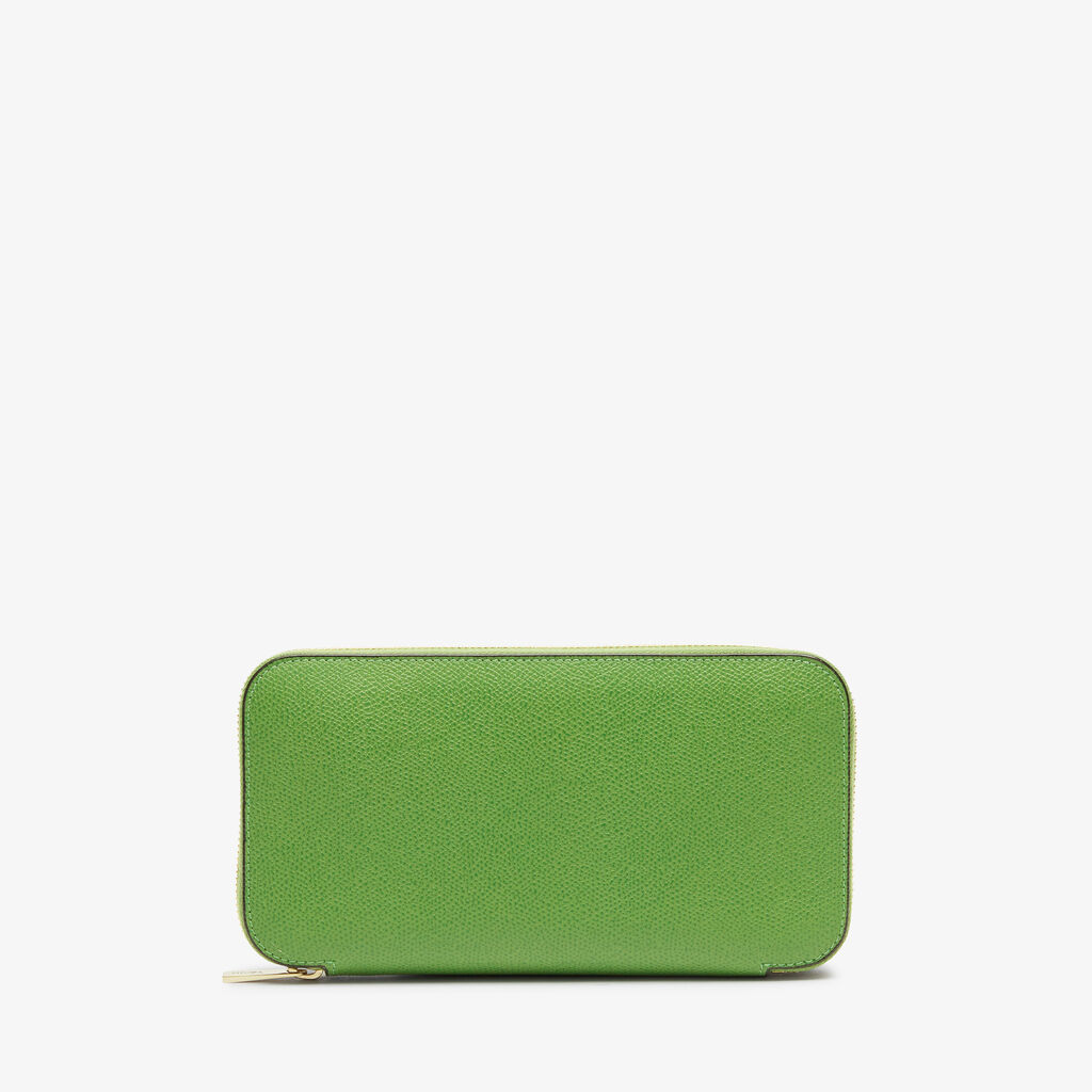 Valextra Portafoglio da Donna di Lusso in Pelle Verde | Valextra Zip Around Negozi Online
