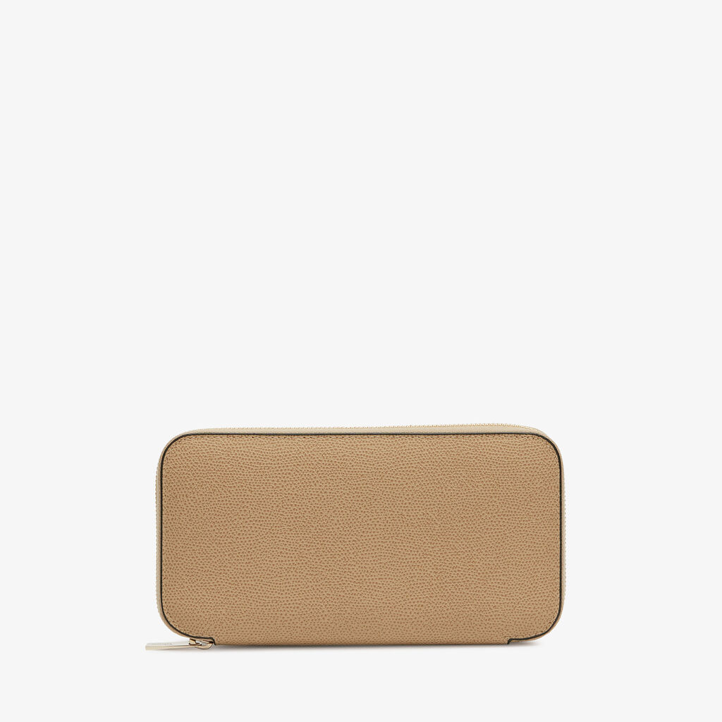 Valextra Portafoglio da Donna di Lusso in Pelle Beige | Valextra Zip Around Consegna Veloce