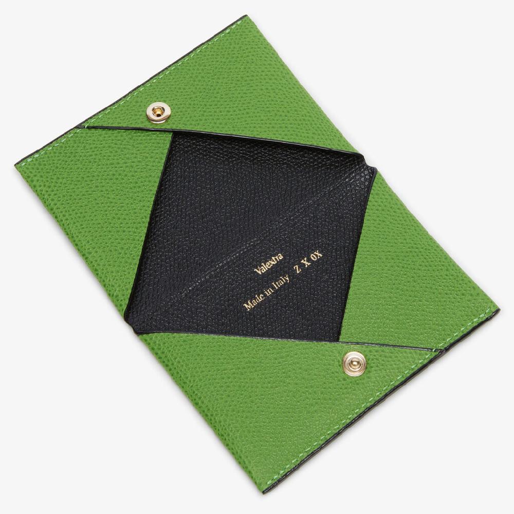 Valextra Porta carte con Bottone di Lusso in Pelle Verde e Nera | Valextra Fino Al -60%