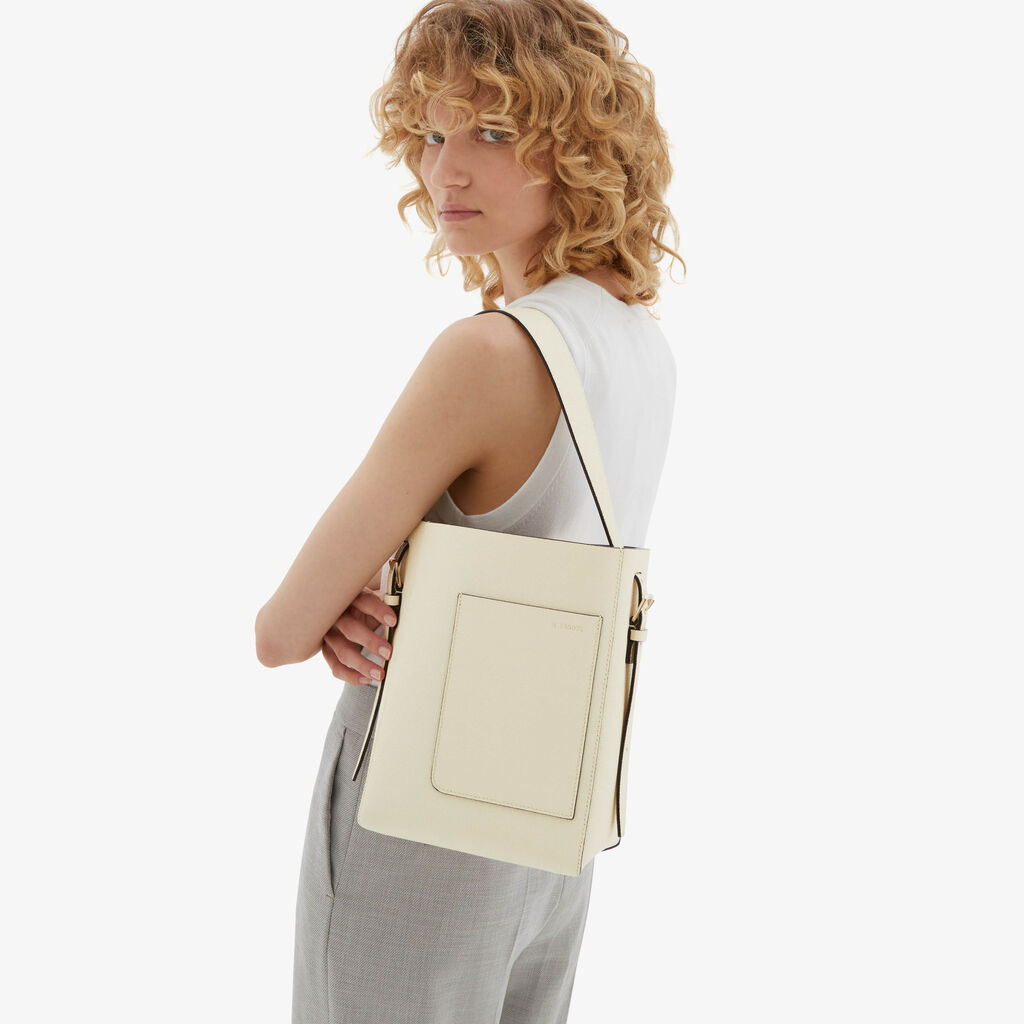 Valextra Borsa a secchiello da Donna Mini in Pelle Bianca | Valextra Soft Convenienza