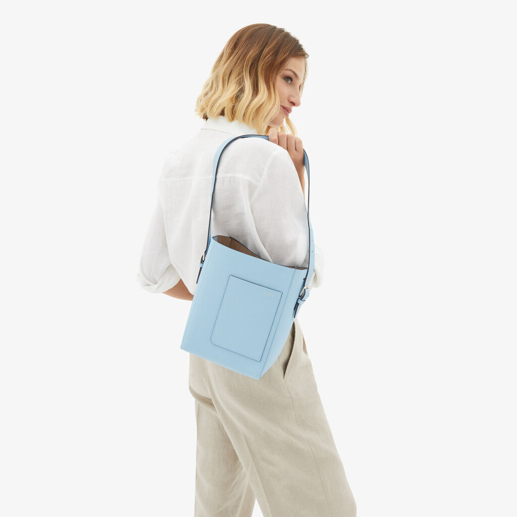 Valextra Borsa a secchiello da Donna Mini in Pelle Blu | Valextra Soft Sconto