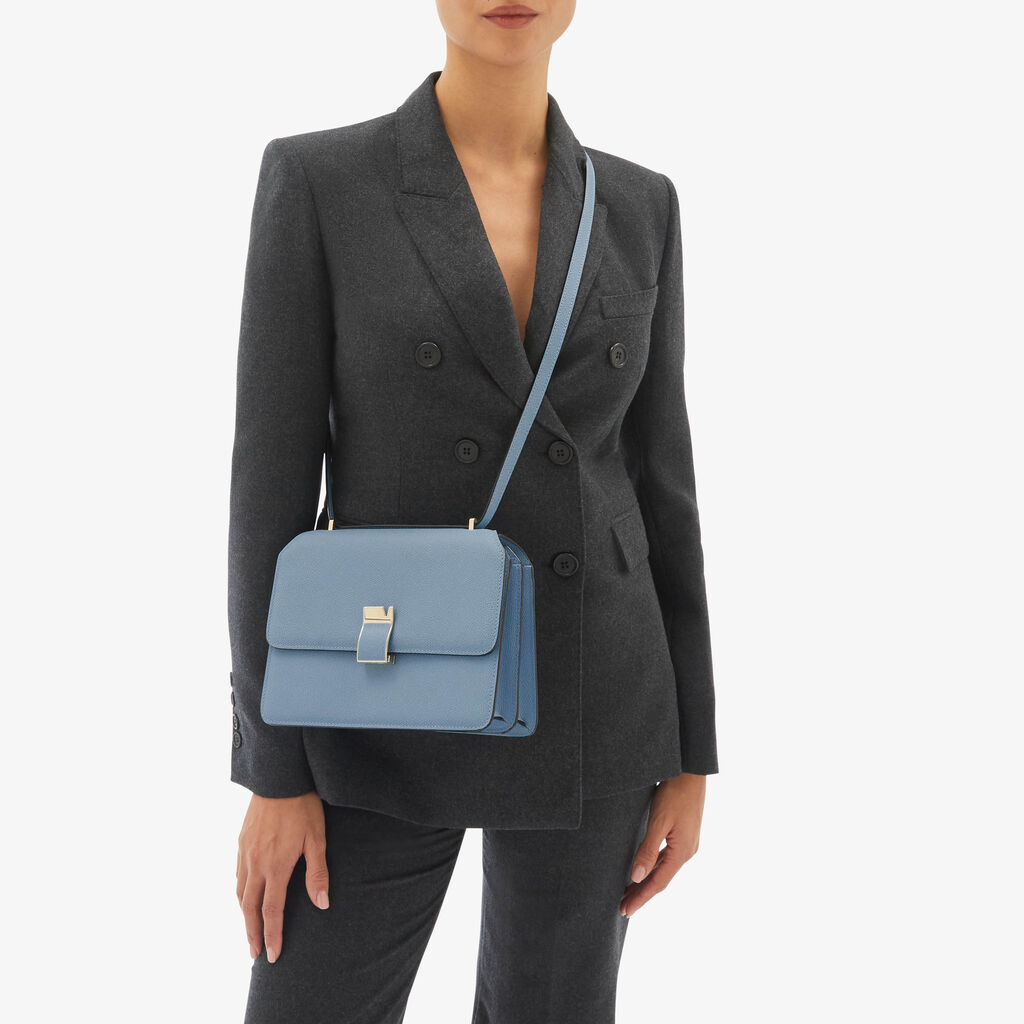 Valextra Borsa tracolla da Donna di Lusso in Pelle Azzurra | Valextra Vendita Calda