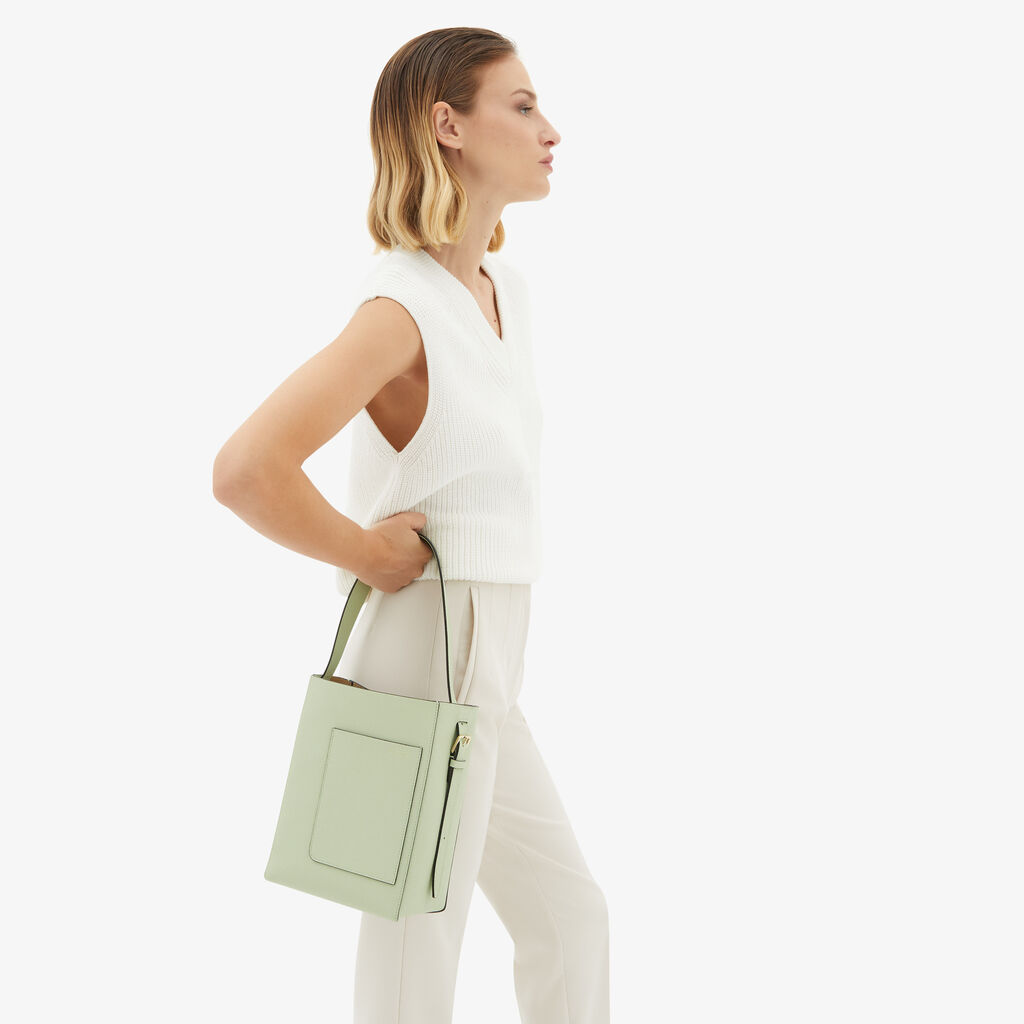 Valextra Borsa a secchiello da Donna Mini in Pelle Verde | Valextra Soft Negozio