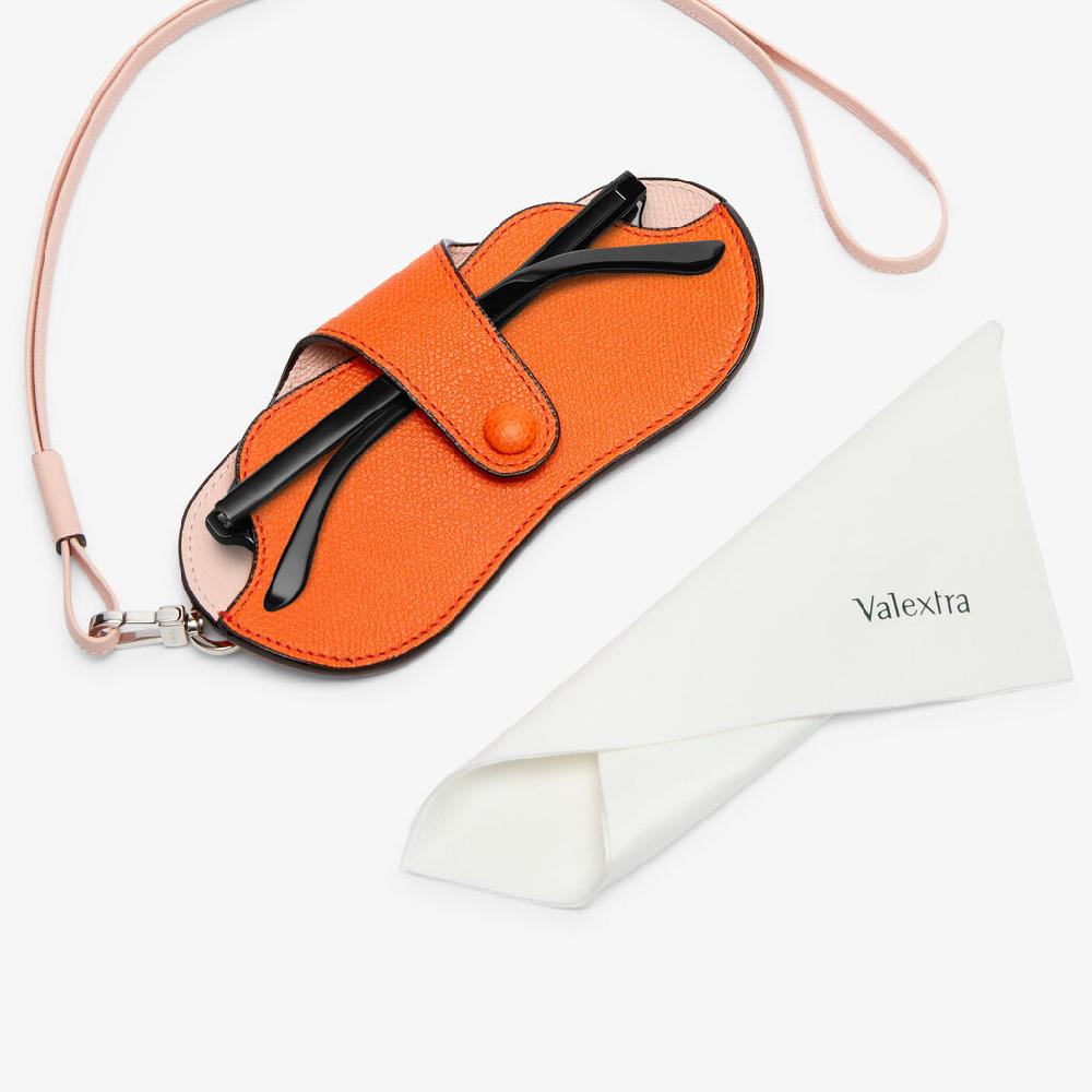 Valextra Custodia occhiali di Lusso in Pelle Arancione e Rosa | Valextra Negozi Online