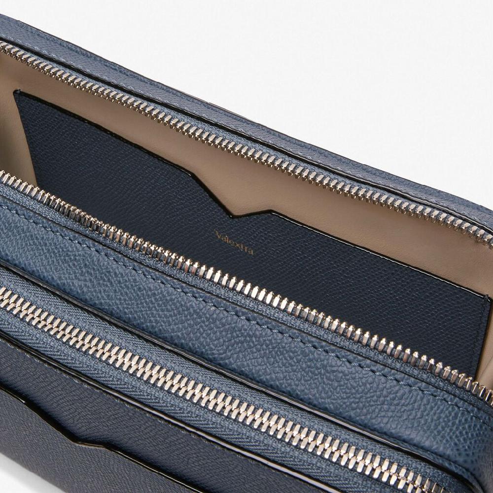 Valextra Borsa a tracolla da Uomo in Pelle Grigia | Valextra V-Line Fino Al -60%