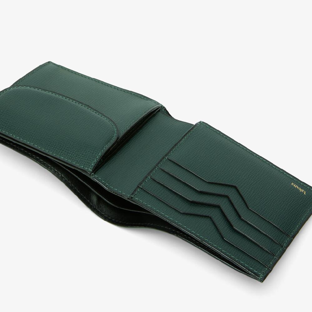 Valextra Portafoglio Bifold in Pelle Verde con portamonete | Valextra Sottocosto