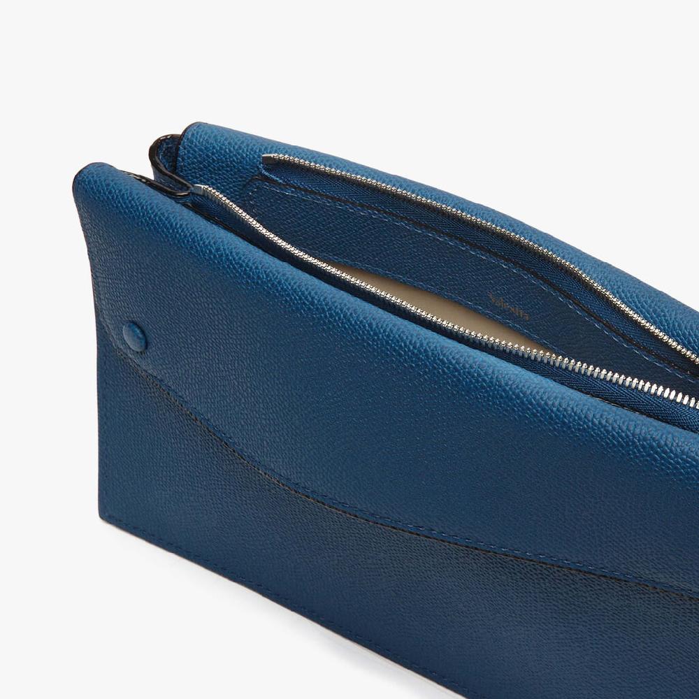 Valextra Borsa a tracolla da Uomo Mini in Pelle Blu | Valextra Pocket Novità