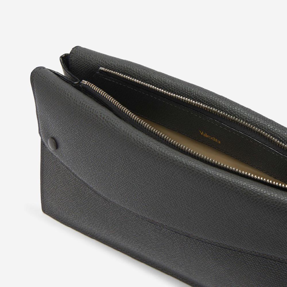 Valextra Borsa a tracolla da Uomo Mini in Pelle Grigia | Valextra Pocket Presa