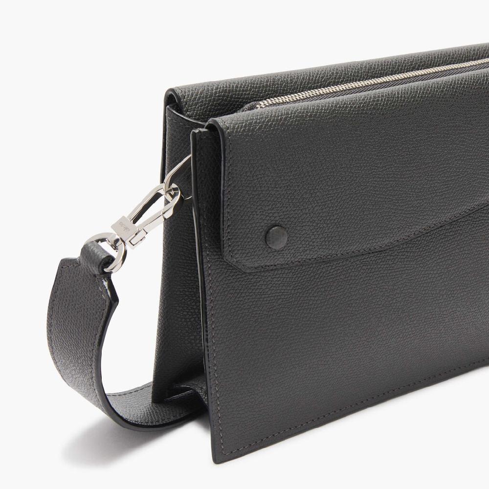 Valextra Borsa a tracolla da Uomo Mini in Pelle Grigia | Valextra Pocket Presa