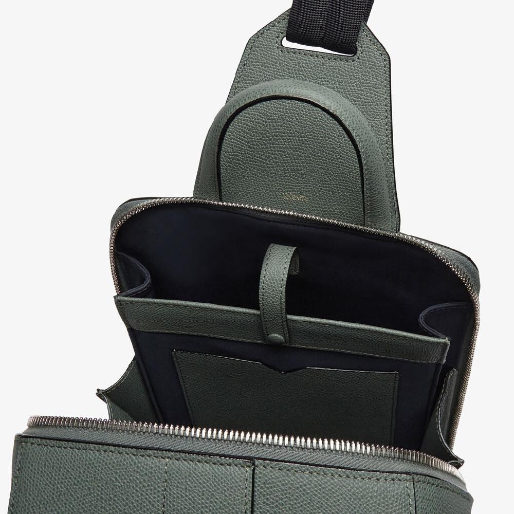 Valextra Zaino da Uomo in Pelle Verde di Lusso | Valextra V-Line Offerta