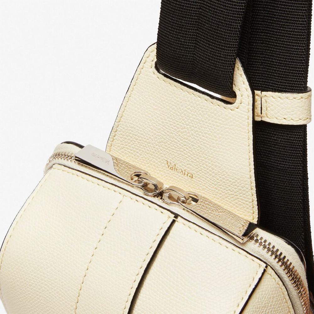Valextra Zaino monospalla compatto in Pelle Bianca | Valextra V-Line Online