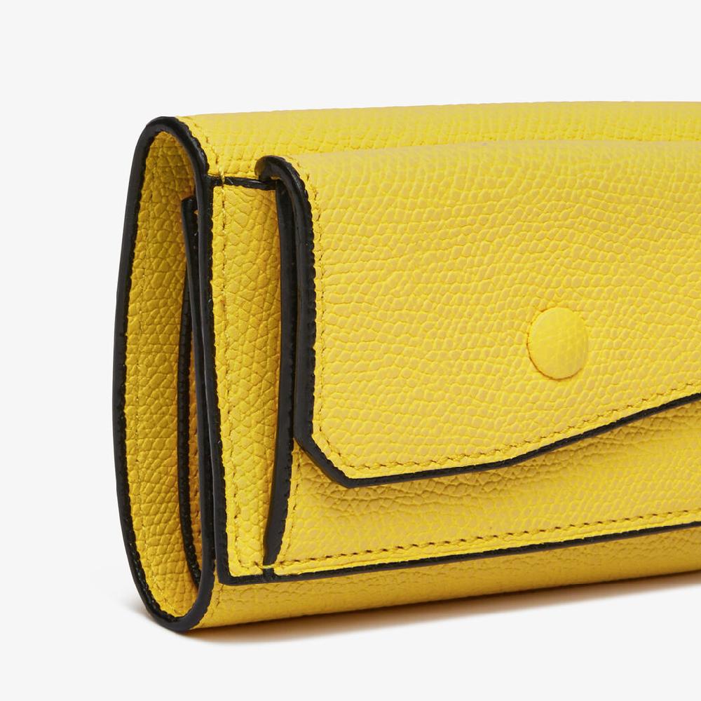 Valextra Portafoglio bifold in Pelle Gialla | Valextra Vendita Calda