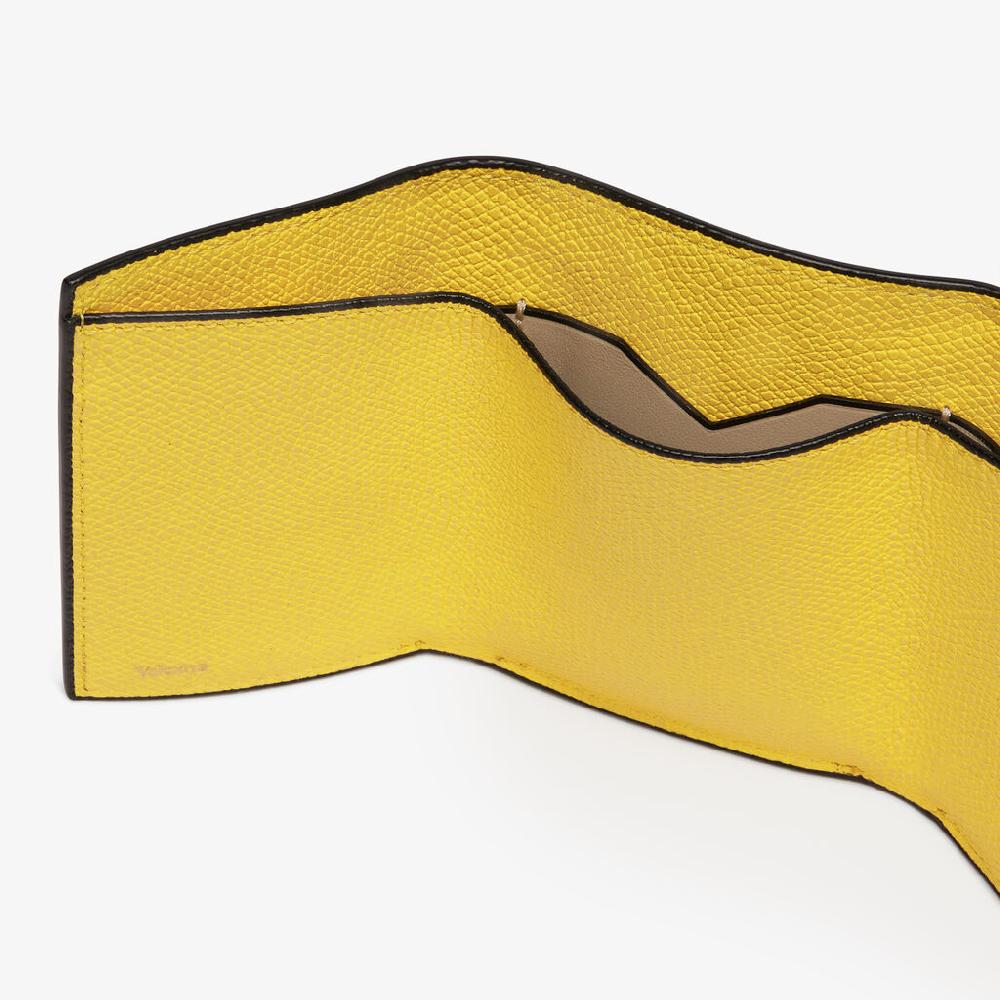 Valextra Portafoglio bifold in Pelle Gialla | Valextra Vendita Calda