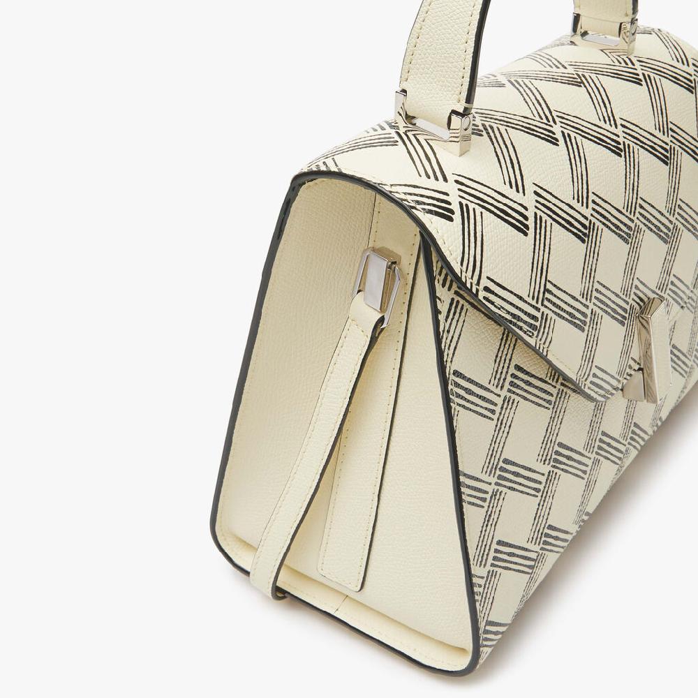 Valextra Borsa a mano Donna in Pelle Bianca e Nera | Valextra Iside Italia