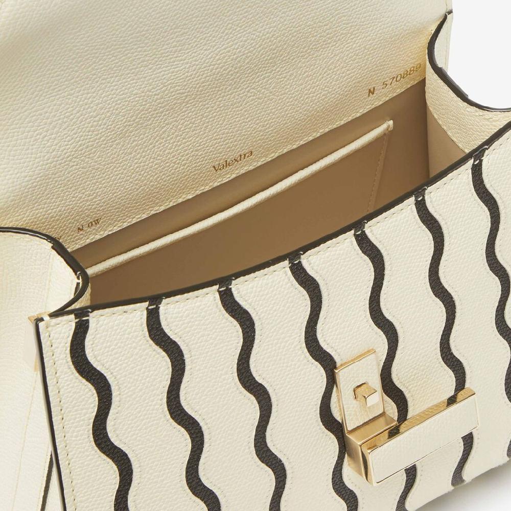 Valextra Borsa a mano Donna Mini in Pelle Bianca e Nera | Valextra Iside 2025