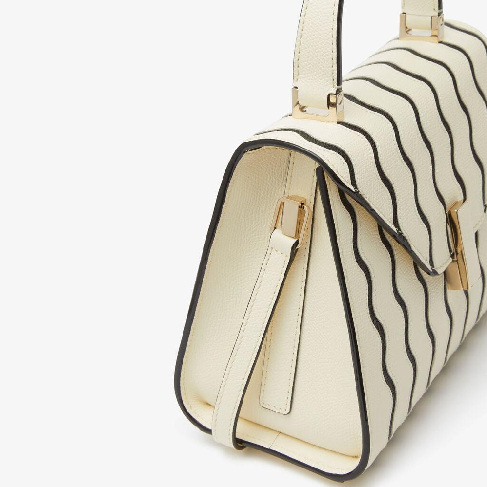 Valextra Borsa a mano Donna Mini in Pelle Bianca e Nera | Valextra Iside 2025