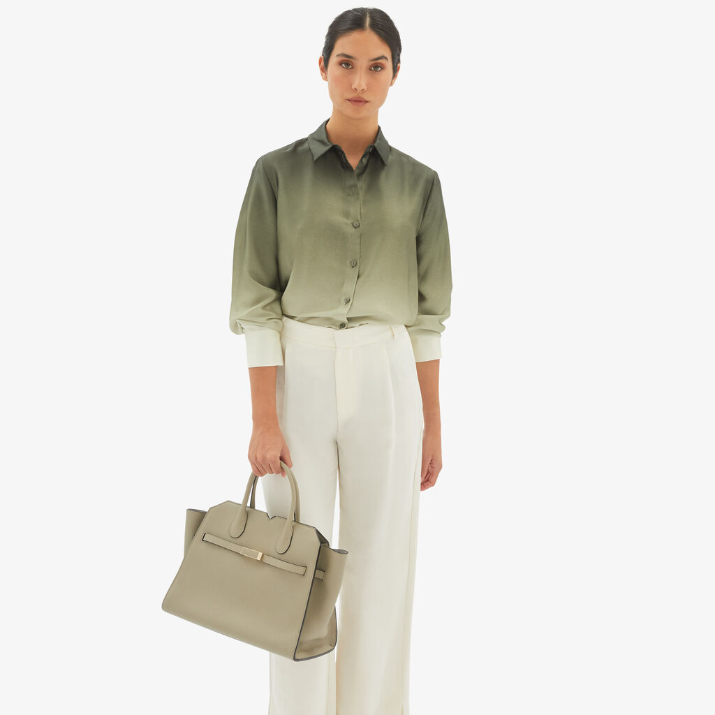 Valextra Borsa due manici Donna di Lusso in pelle Verde tundra | Valextra Vendita
