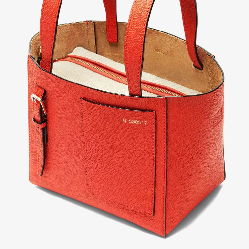 Valextra Borsa a secchiello in Pelle Rossa Papavero | Valextra Soft Spedizione Gratuita