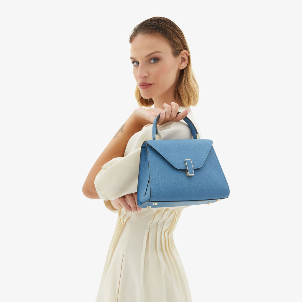 Valextra Borsa a mano da Donna Mini in Pelle Azzurra | Valextra Iside Acquista Ora