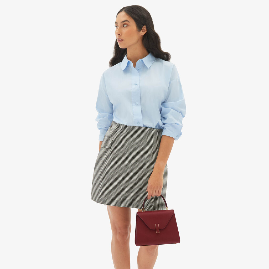 Valextra Borsa a mano Mini in Pelle Bordeaux | Valextra Iside Presa
