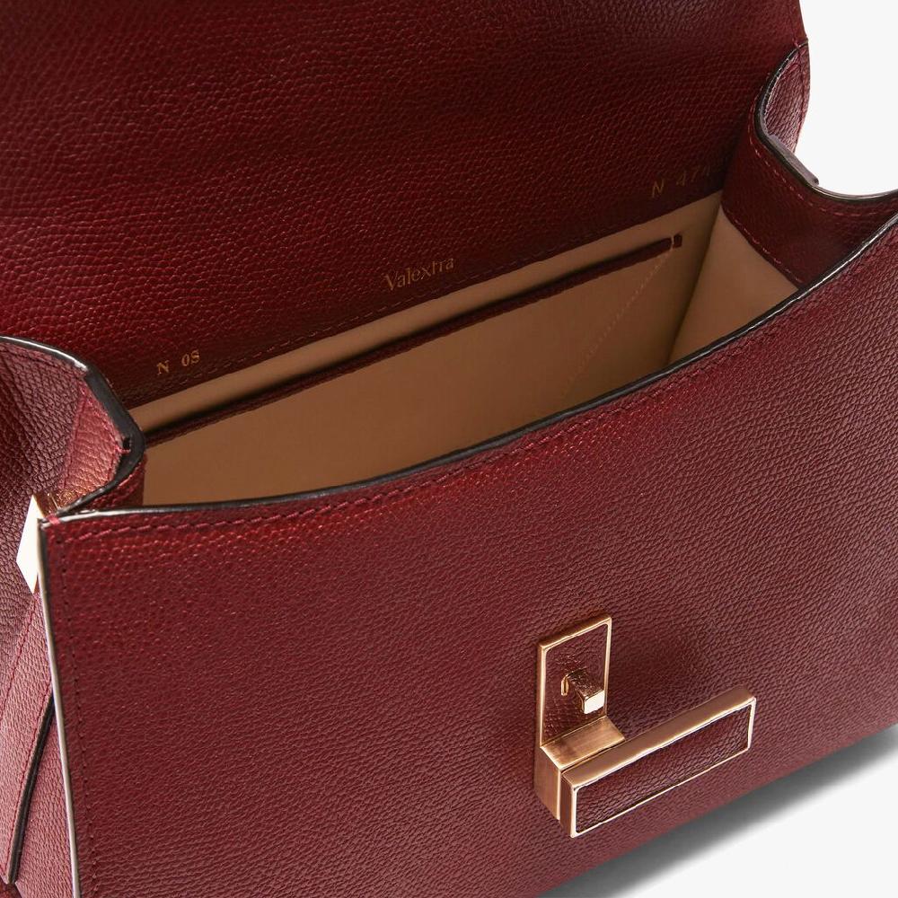 Valextra Borsa a mano Mini in Pelle Bordeaux | Valextra Iside Presa