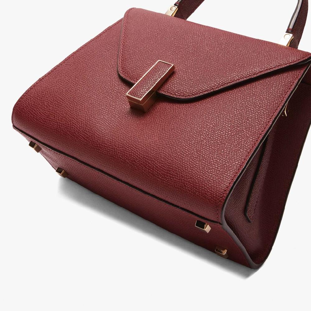 Valextra Borsa a mano Mini in Pelle Bordeaux | Valextra Iside Presa
