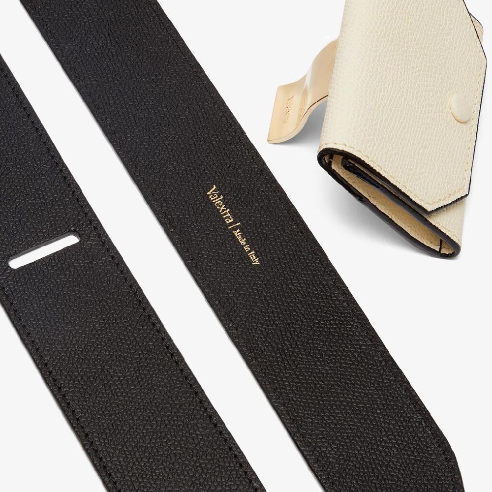 Valextra Tracolla in Pelle Nera e Bianca con portamonete | Valextra Sconto