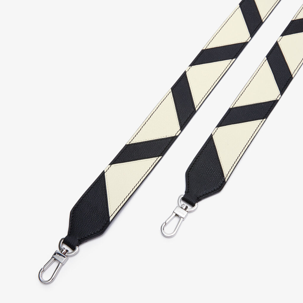 Valextra Tracolla Intarsia in Pelle Bianca e Nera | Valextra Hotsell