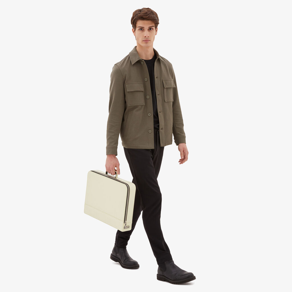Valextra Cartella Media in Pelle Bianca con zip | Valextra Premier Vendita Economica