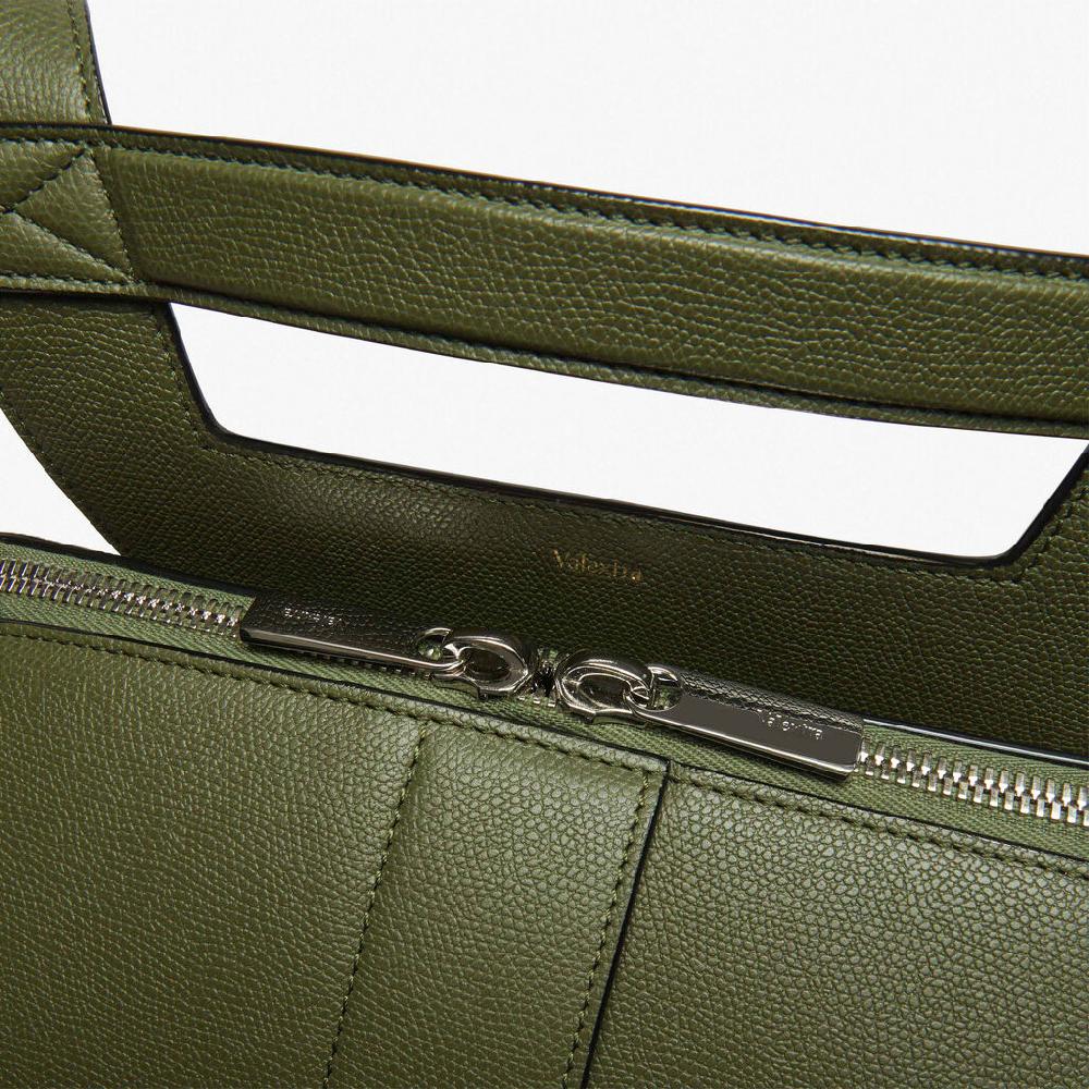 Valextra Valextra V-Line: Zaino elegante da lavoro in Pelle Verde Militare Moda