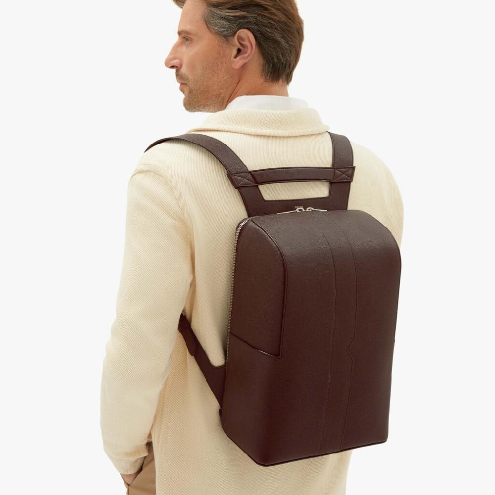 Valextra Zaino comodo ed ergonomico in Pelle Marrone | Valextra V-Line 2025
