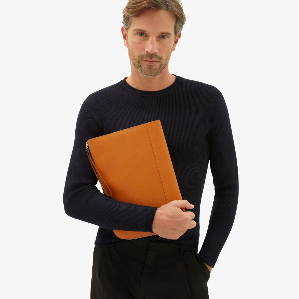Valextra Portfolio porta pc da Uomo in Pelle Marrone | Valextra My Logo 2025