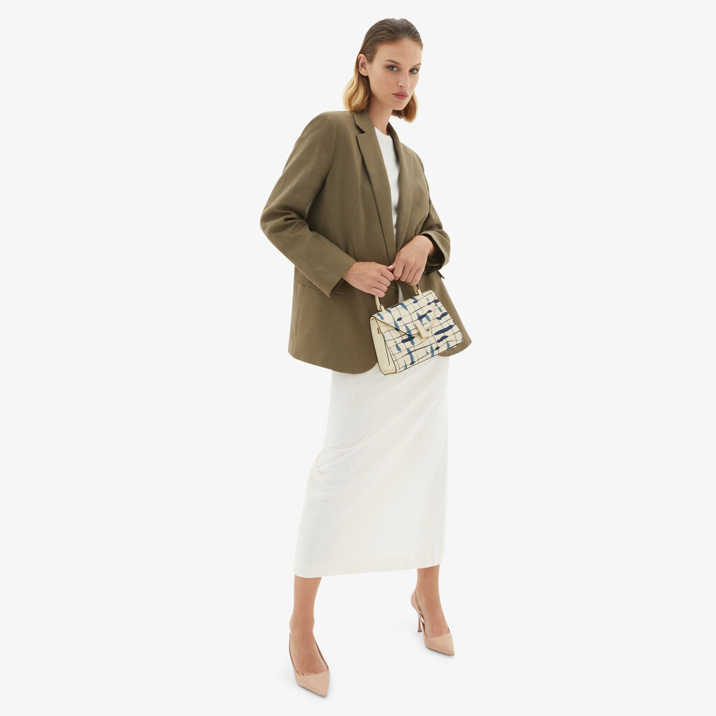 Valextra Borsa a mano Donna Mini in Pelle Bianca e Blu | Valextra Iside Vendita