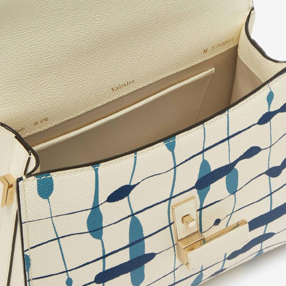 Valextra Borsa a mano Donna Mini in Pelle Bianca e Blu | Valextra Iside Vendita