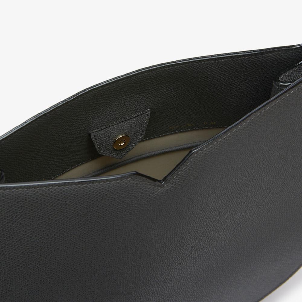 Valextra Borsa a spalla da Donna in Pelle Grigia | Valextra Hobo Acquista Ora