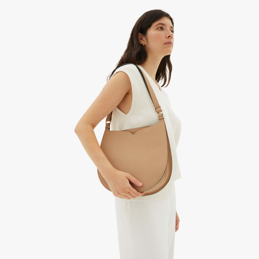 Valextra Borsetta a spalla Weekend in Pelle Beige | Valextra Hobo Consegna Veloce