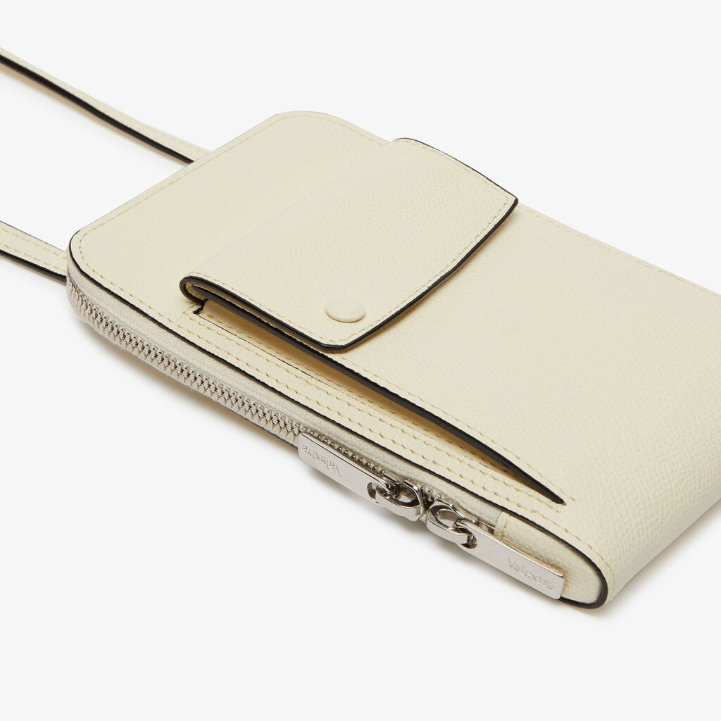 Valextra Porta telefono da Donna in Pelle Bianca | Valextra Pocket Outlet