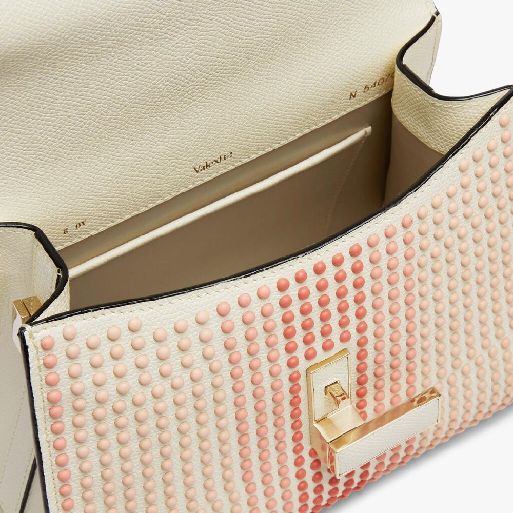 Valextra Borsa Donna con borchie Rosa in Pelle Bianca | Valextra Iside Vendita Calda