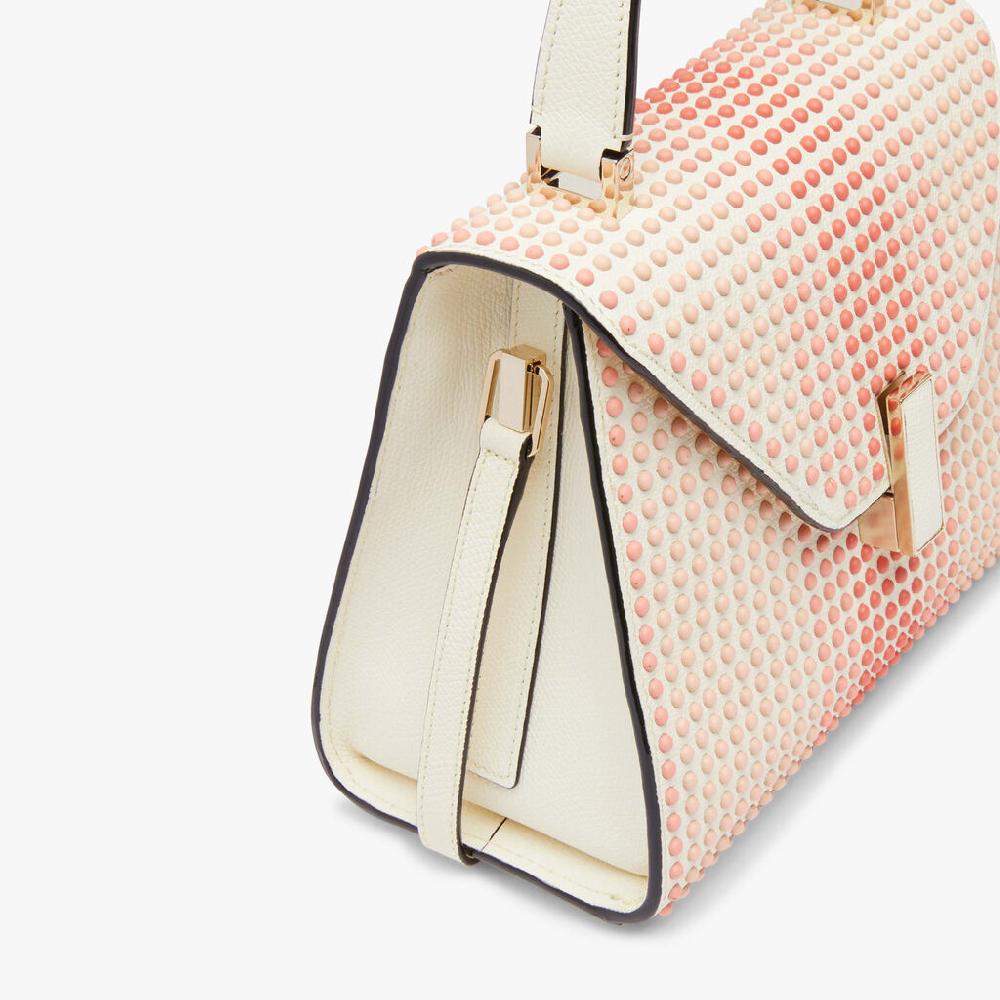 Valextra Borsa Donna con borchie Rosa in Pelle Bianca | Valextra Iside Vendita Calda