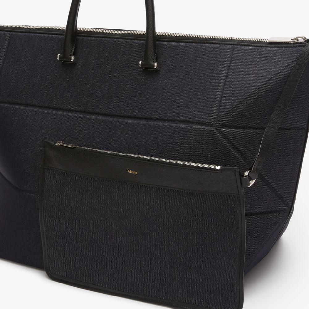 Valextra Borsa da viaggio pieghevole Blu e Nera | Valextra Poliedrica Saldi Di Fabbrica