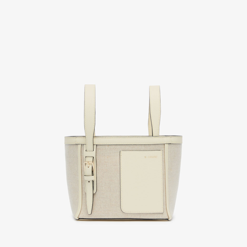 Valextra Borsa a secchiello Donna in Tela Bianca e Beige | Valextra Soft