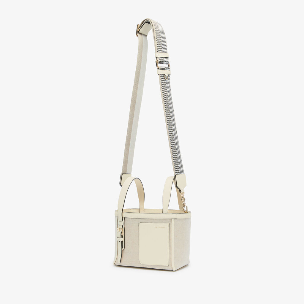 Valextra Borsa a secchiello Donna in Tela Bianca e Beige | Valextra Soft Nuova