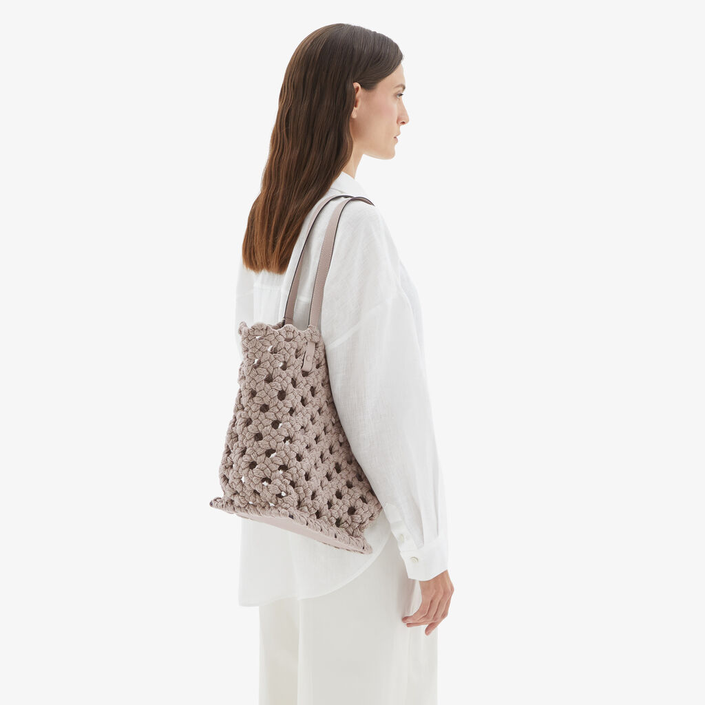 Valextra Borsa due manici da Donna in Tessuto Rosa intrecciato | Valextra Moda