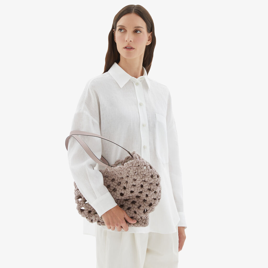 Valextra Borsa due manici da Donna in Tessuto Rosa intrecciato | Valextra Moda