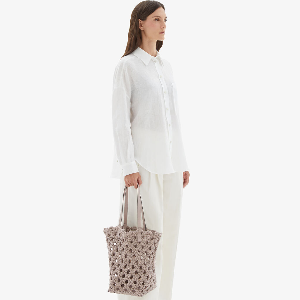 Valextra Borsa due manici da Donna in Tessuto Rosa intrecciato | Valextra Moda